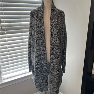 Old Navy Black and White Knit Long Duster Cardigan